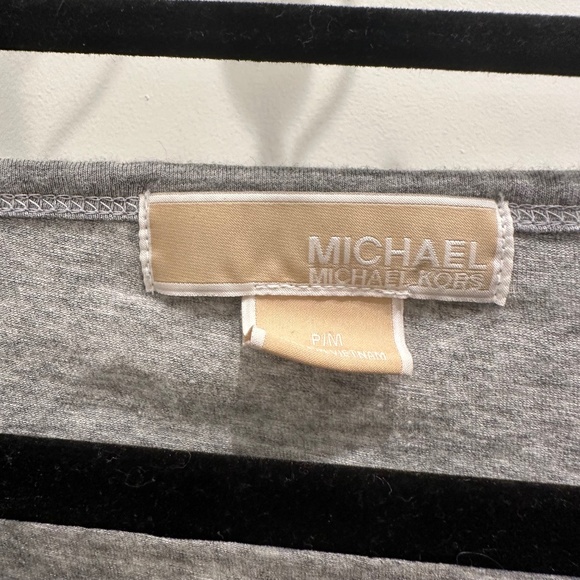 Michael Michael Kors gray ruched shirt with zip detail - Picture 2 of 5